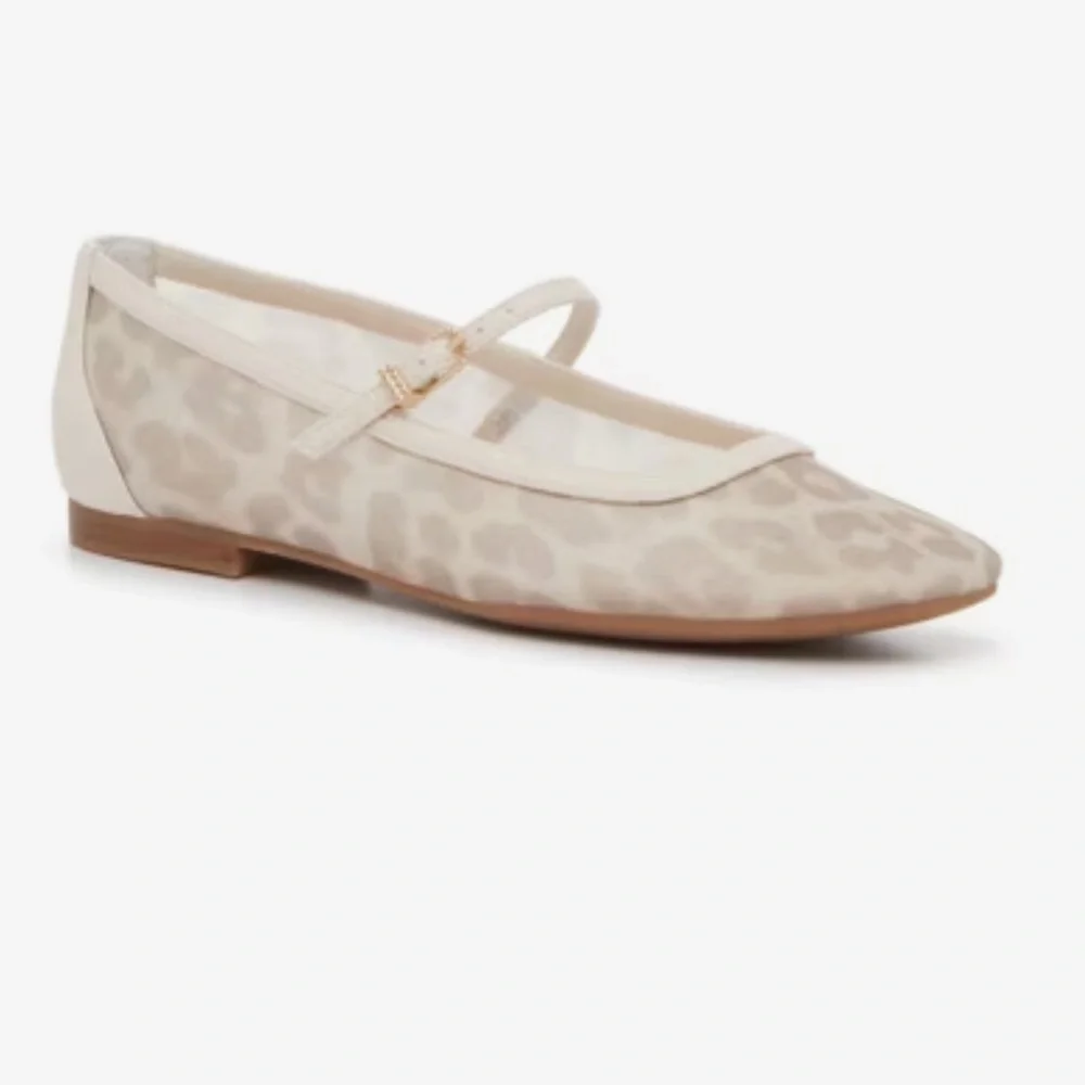 Dolce Vita Mesh Leopard Print Mary Jane Flats - Picture 1 of 9